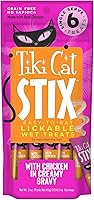 Vista 9 de Tiki Cat Stix - Golosinas de mousse, golosinas indulgentes para lamer o aderezo para alimentos secos, con pollo en salsa cremosa, 0.5 onzas