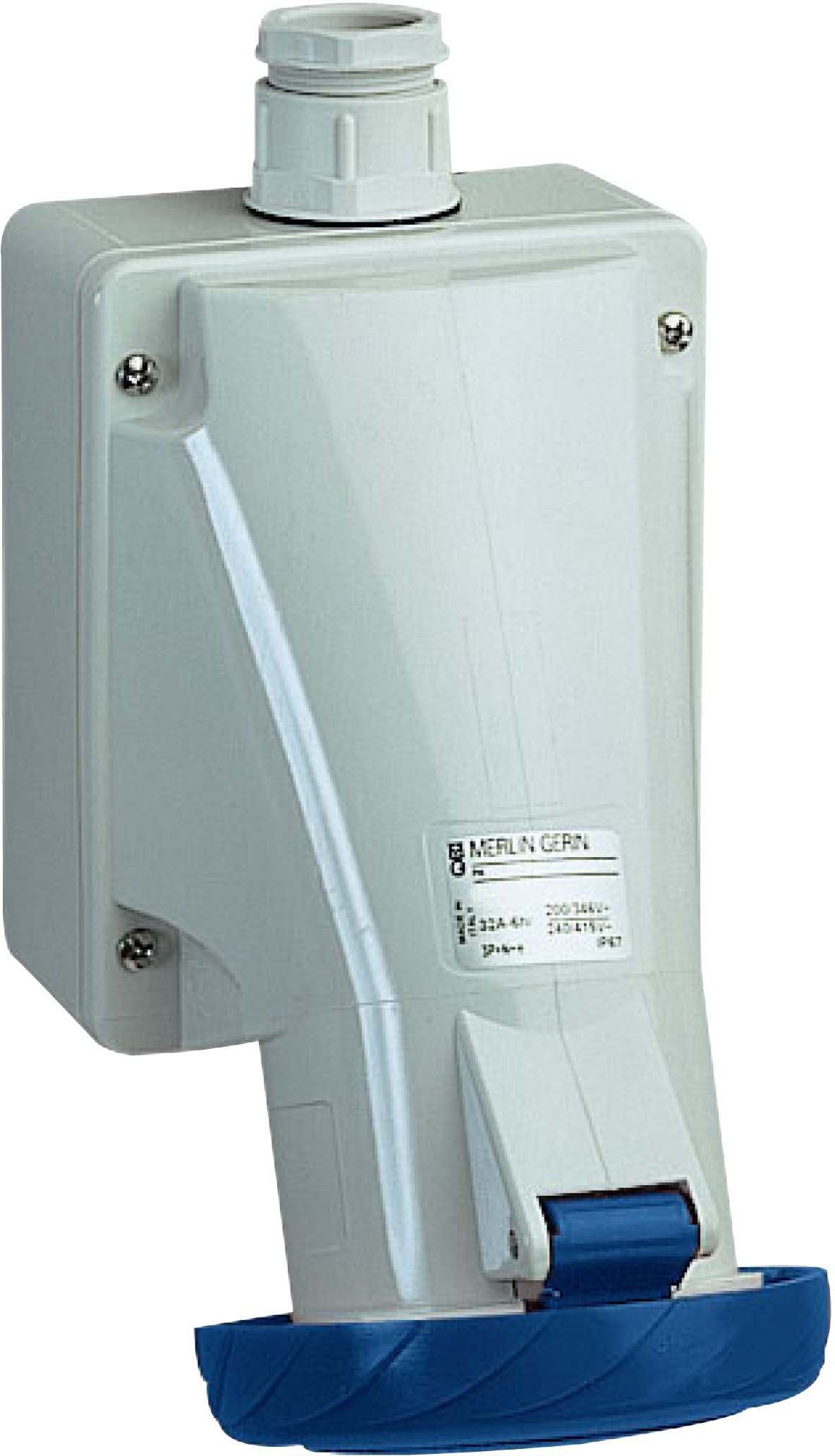 Prise de courant industrielle bas.mur.32A 3PT 200-250V IP67 pour raccordement en saillie
