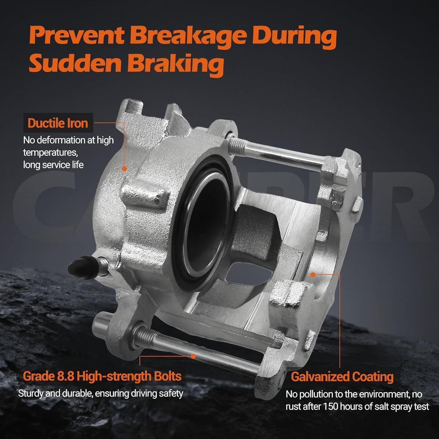 Rear Disc Brake Caliper Assembly with Bracket Compatible with Select Kia, Hyundai and Dodge Models - Forte/Forte Koup, Forte5 2010-2013, Rio/Rio5 2006-2007, Accent 2006-2007, Attitude 2006-2009