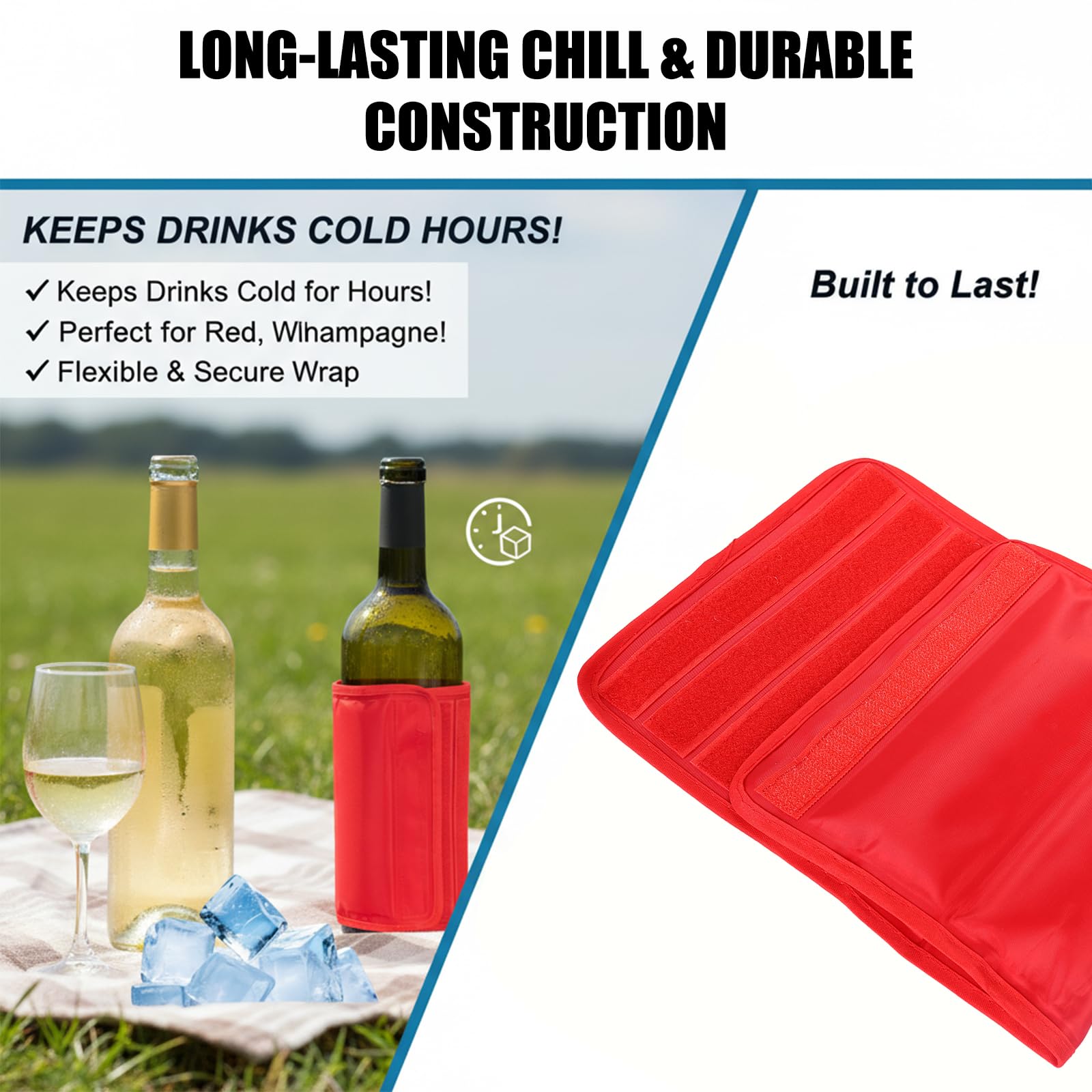 Gel Wine Bottle Cooler Sleeve - Freestanding Carrier for Red, White Wine & Champagne - Reusable Chilling Sleeve with Secure Fit — Amazon image 2