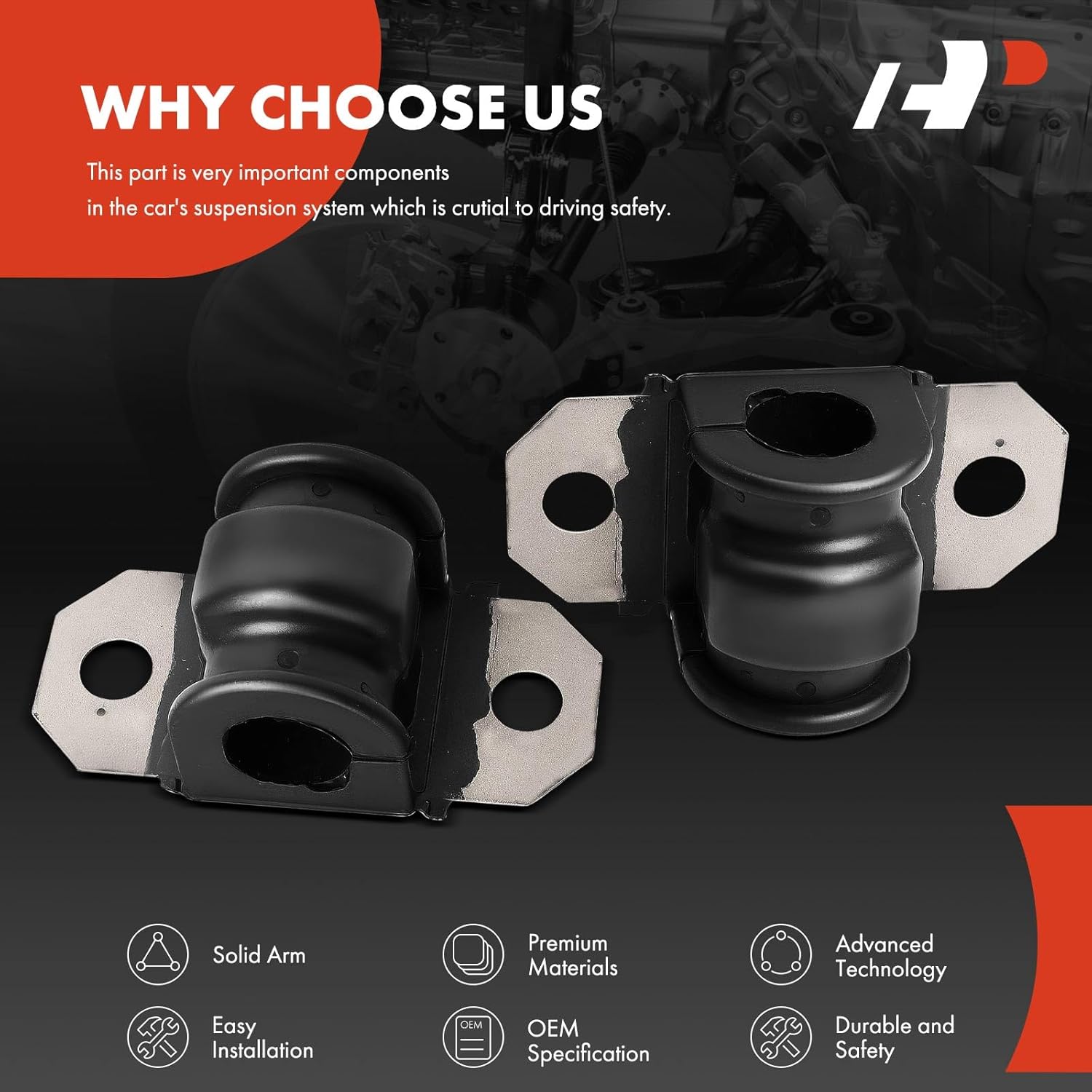 A-Premium 2 x Front To Frame Sway Bar Bushing Kit, Compatible with Ford Fiesta 2011-2019