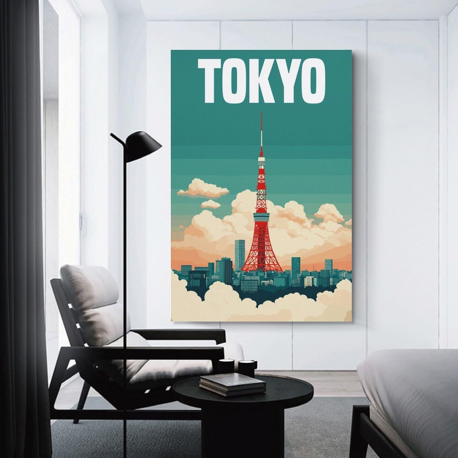 Canvas Wall Decor Tokyo Japan with Tokyo Tower, 20x30inch(50x75cm), for Flats, Guest Rooms Or Compact Rooms, A Simple Refresh for Blank Walls