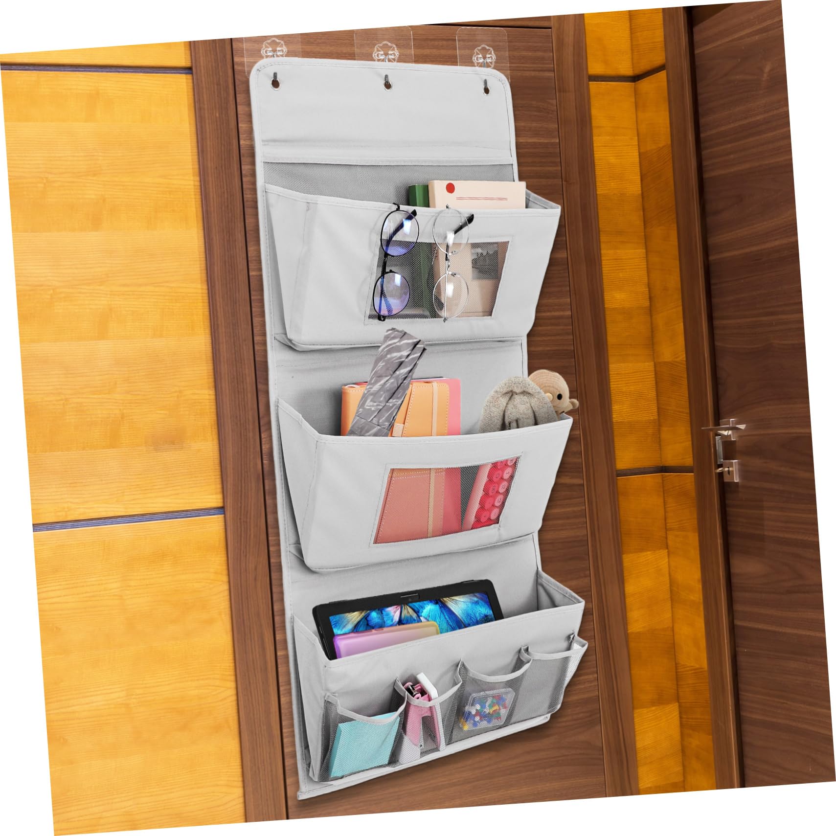 GLEAVI Organizer da Porta in Stoffa per Cosmetici, 4 Tasche e Fori, Lavabile e Salvaspazio, per Bagno e Armadio