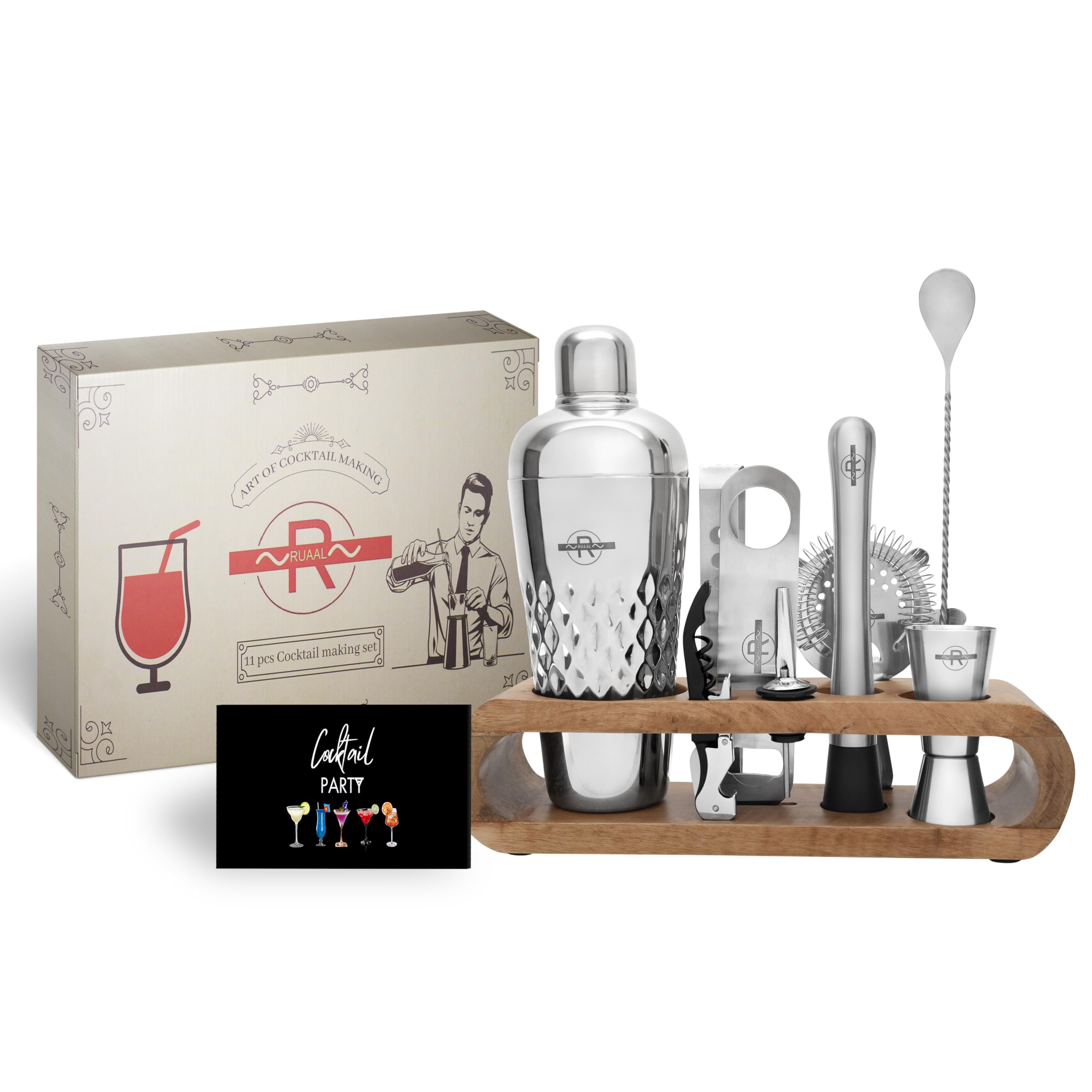 Sponsored Ad - Bar Set for Drinks Home - Premium Cocktail Shaker Set with Bar Accessories for Home, 11 Pcs Cocktail Set with Stand, BarKit for Gift