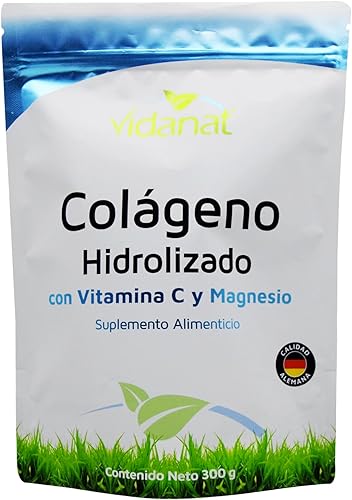 Vidanat Colágeno hidrolizado puro con vitamina C y magnesio Apoya la piel, el cabello, las uñas y la salud de las articulaciones Proteína en polvo