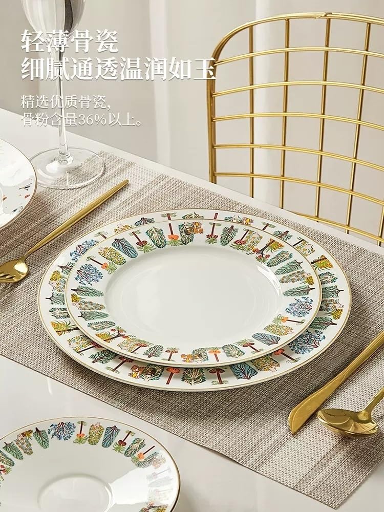 Platos de Camping Cubiertos de cerámica de cocina de 8/10 pulgadas, plato de postre, plato de comida occidental for restaurante, plato de aperitivos for restaurante en casa Plato Decorativo(10 inch)