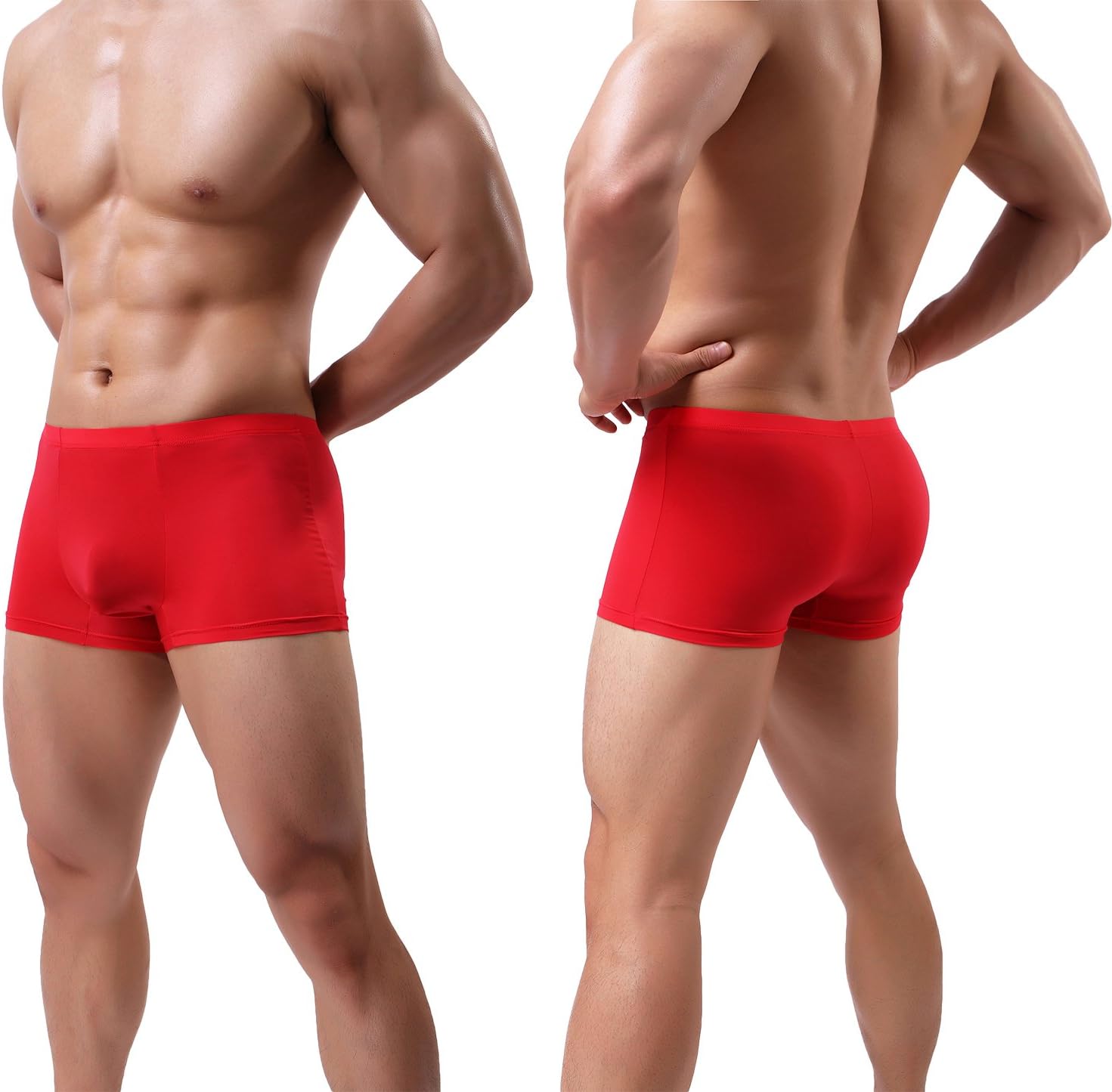 YuKaiChen Men's Trunks Underwear Silk Boxer Briefs Short Leg - Image 2