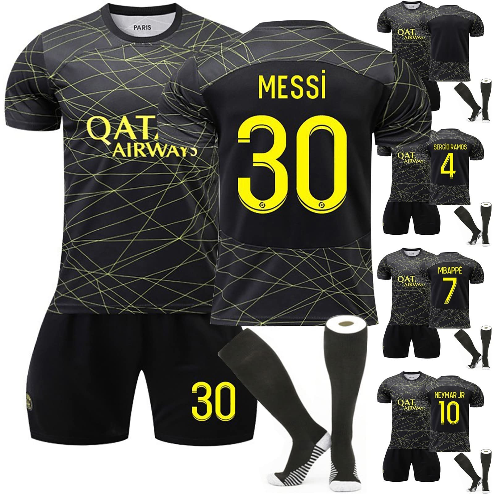 GenericPSG Messi Football Kit Kids,Paris PSG Home and Away Football Strips No.30 Boys Football Tracksuit Kids Football Kit 2023 2024 Soccer Jersey Set Tshirt Shorts and Socks Birthday Gift for Boys