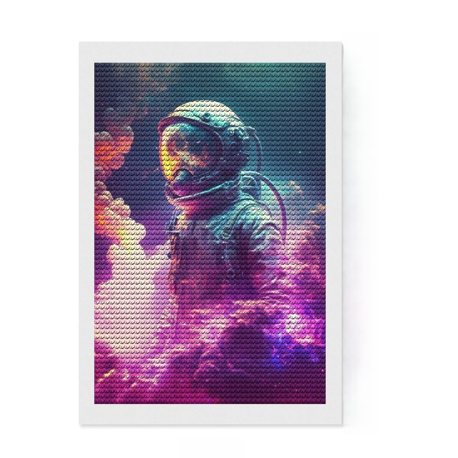 Junmoney Lost Astronaut Diamond Painting Set 8"x12", Printed Canvas, Finish and Display, Home Wall Decor, Gift Idea, Neat Printed Canvas