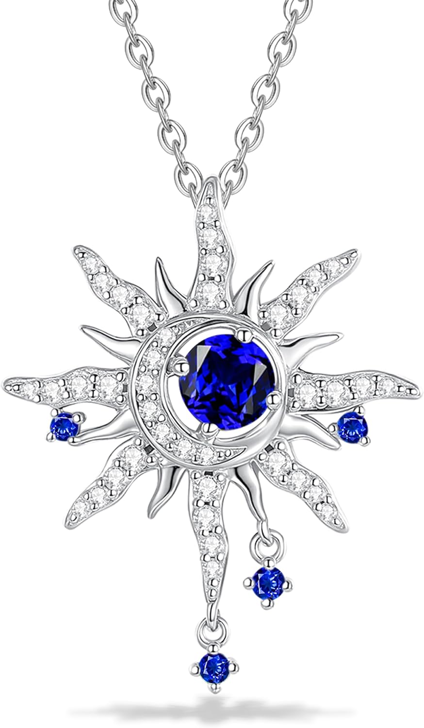 FANCIME Valentines Day Gift Soluna Nexus Necklace for Women Sterling Silver Moon Jewelry Sun Pendant Fine Jewelry Gemstone Birthday Gifts for Wife