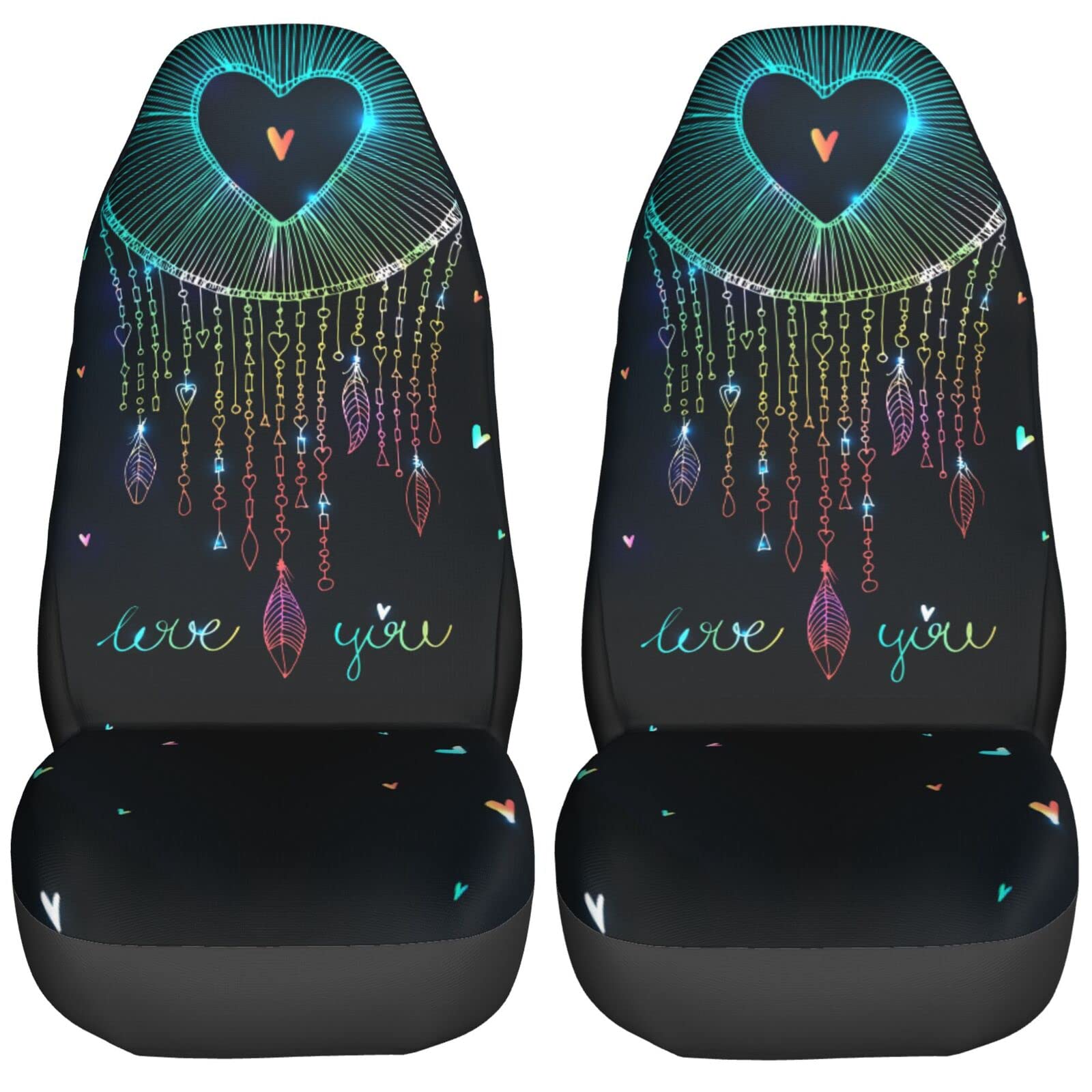 FeHuew Colorful Dream Catcher 2 Pcs Car Seat Covers Set Vehicle Front Seat Protector Auto Interior Accessories Protetors Car Mat Covers Universal fit Most Car SUV Van Truck