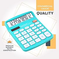 Vista 6 de CATIGA Calculadora de escritorio de 12 dígitos con pantalla LCD grande y botón sensible, energía dual solar y batería, función estándar