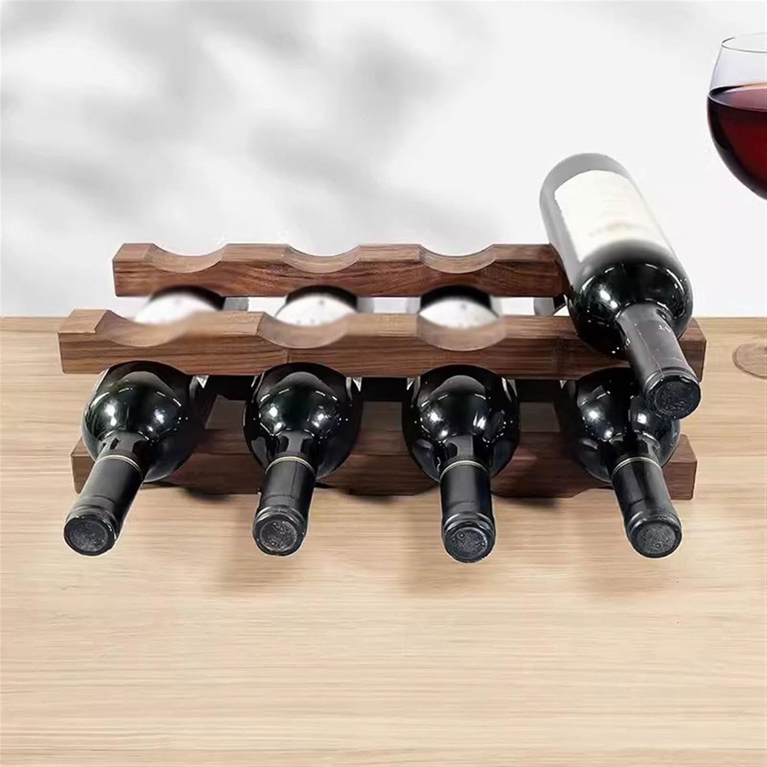 Wine Holder Minimalist Wine Rack Solid Wood Creative Multi-Layer Stacked Wine Bottle Organizer Desktop Placement Organizer Goddess Wine Glass Holder