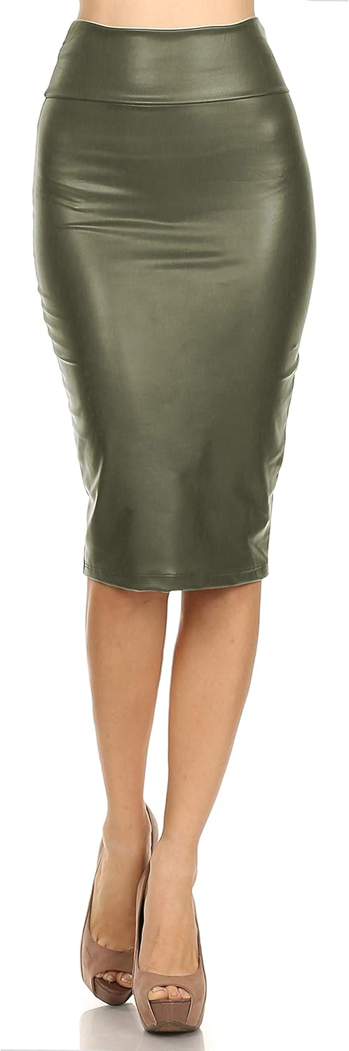 kjol onlcelina faux leather midi skirt