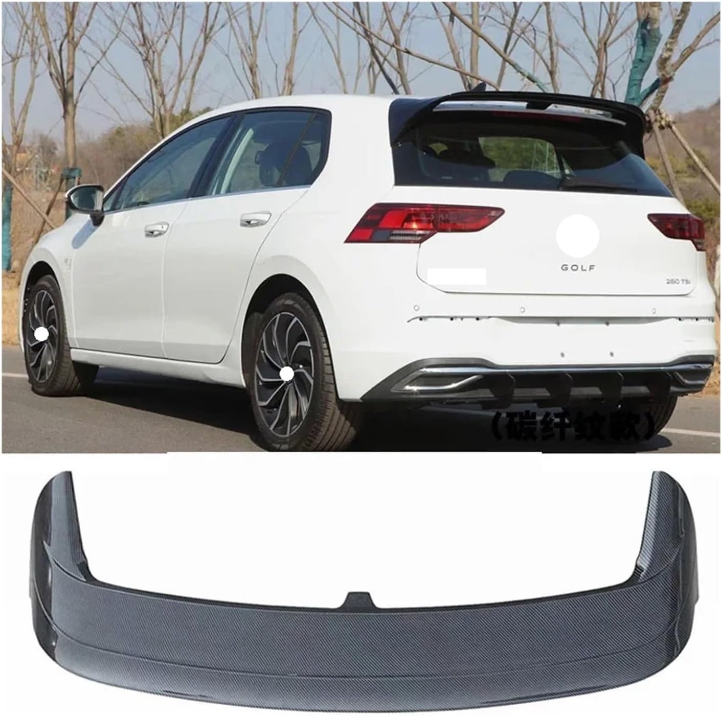 CS ClubSport Style Roof Spoiler Wing Kit Tuning Compatible For VW Golf 8 MK8 GTI GTD R 2020 2021 2022 2023 Car Rear Trunk Boot Spoiler Wing(Carbon Look)