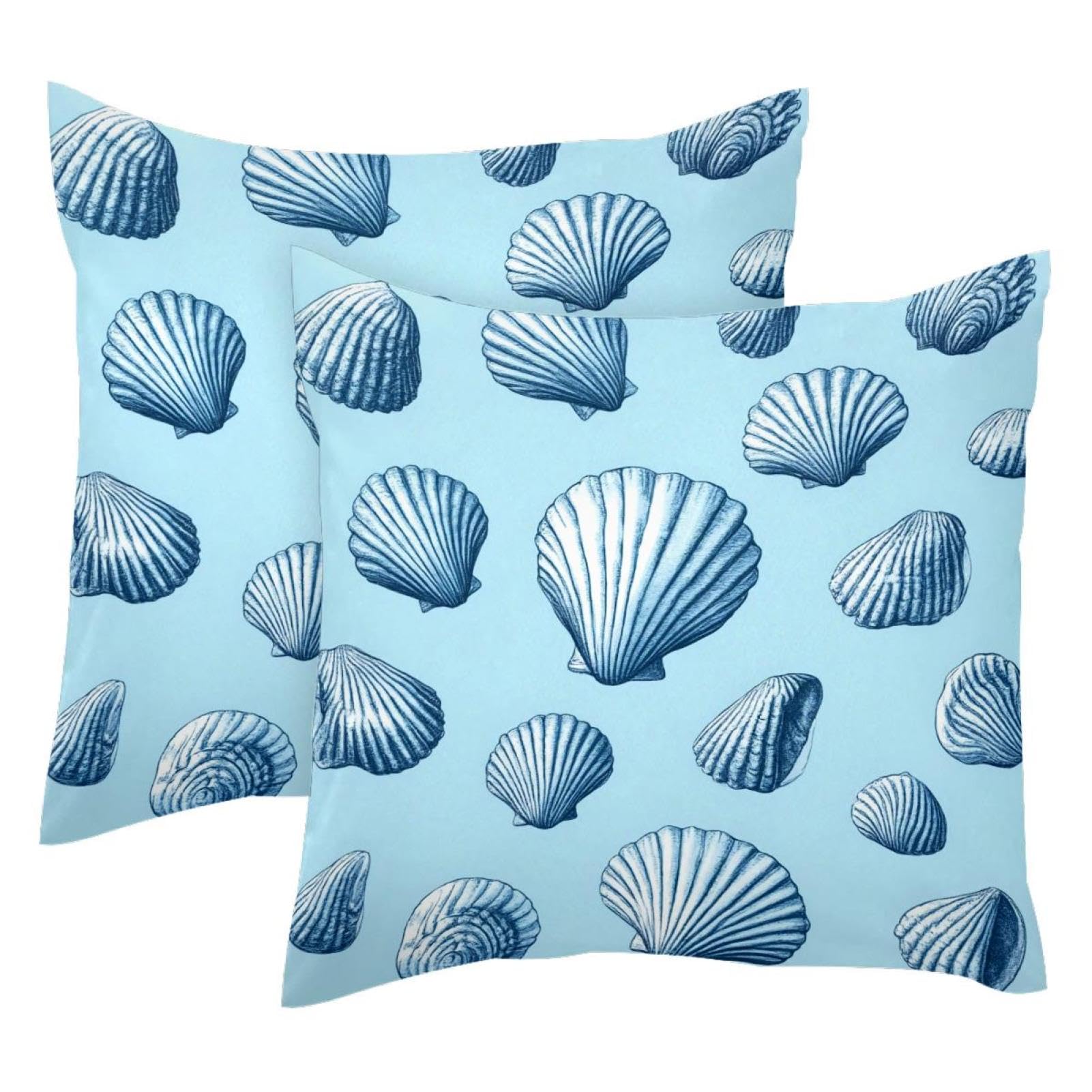 Fundas de almohada decorativas modernas en terciopelo Sea Shell de tacto prémium