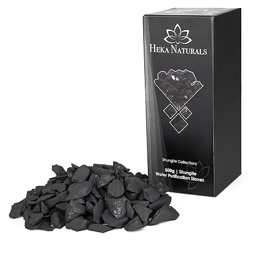 Heka Naturals Shungite Chips de agua  17.64oz  Cristales de filtro de agua para agua potable, ideal para purificación de agua, cristales curativos, disponible en Yaxa Colombia
