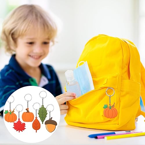 Miniatura 5 de Geetery 36 llaveros de fiesta de Acción de Gracias, regalos a granel, paquetes de regalos de fiesta de Acción de Gracias, hojas de calabaza, regalos