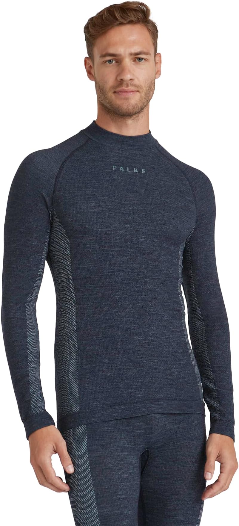 FALKEMen's Wool-Tech Trend High Neck Longsleeved Sports Functional Shirt Thermal Underwear Cold To Very Cold Weather Breathable Climate-Regulating Odour-Neutralising Sustainable Functional 1 Piece