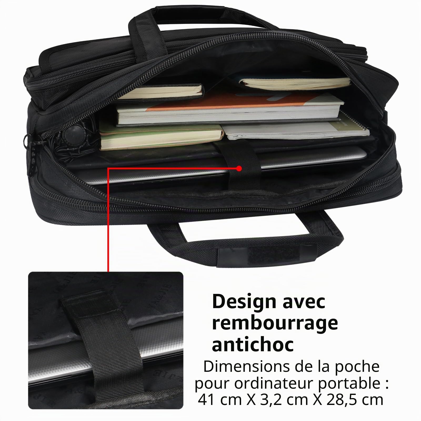 Taygeer Sac Ordinateur Portable Expansible 17 Poucse, Ordinateur Sac Messenger Résistant à l'eau Voyage Bureau Sacs bandouliere pour les hommes Portez sur Mallette Business Handcase, Noir
