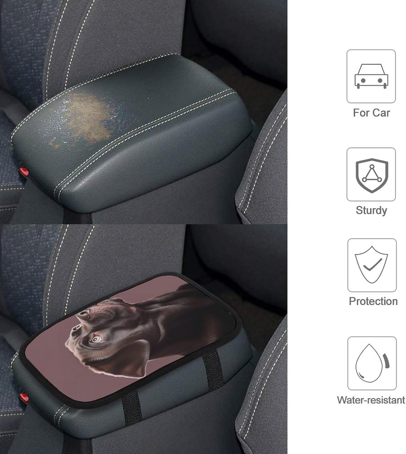 Dog Car Armrest Cover Auto Center Console Pad Car Accessories Non Slip Soft Armrest Seat Box Cushion Waterproof Vehicle Armrest Protector for SUV Truck Car image 4
