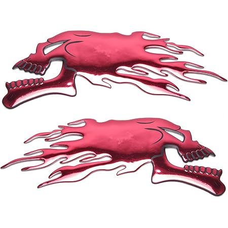 Amazon Goodsland 2枚 セット 汎用 3d ステッカー ドクロ スカル 骸骨 バイク タンク 立体 デカール シール 車 車用 かっこいい おしゃれ メッキ加工 Gd Stdkr Rd ステッカー デカール 車 バイク