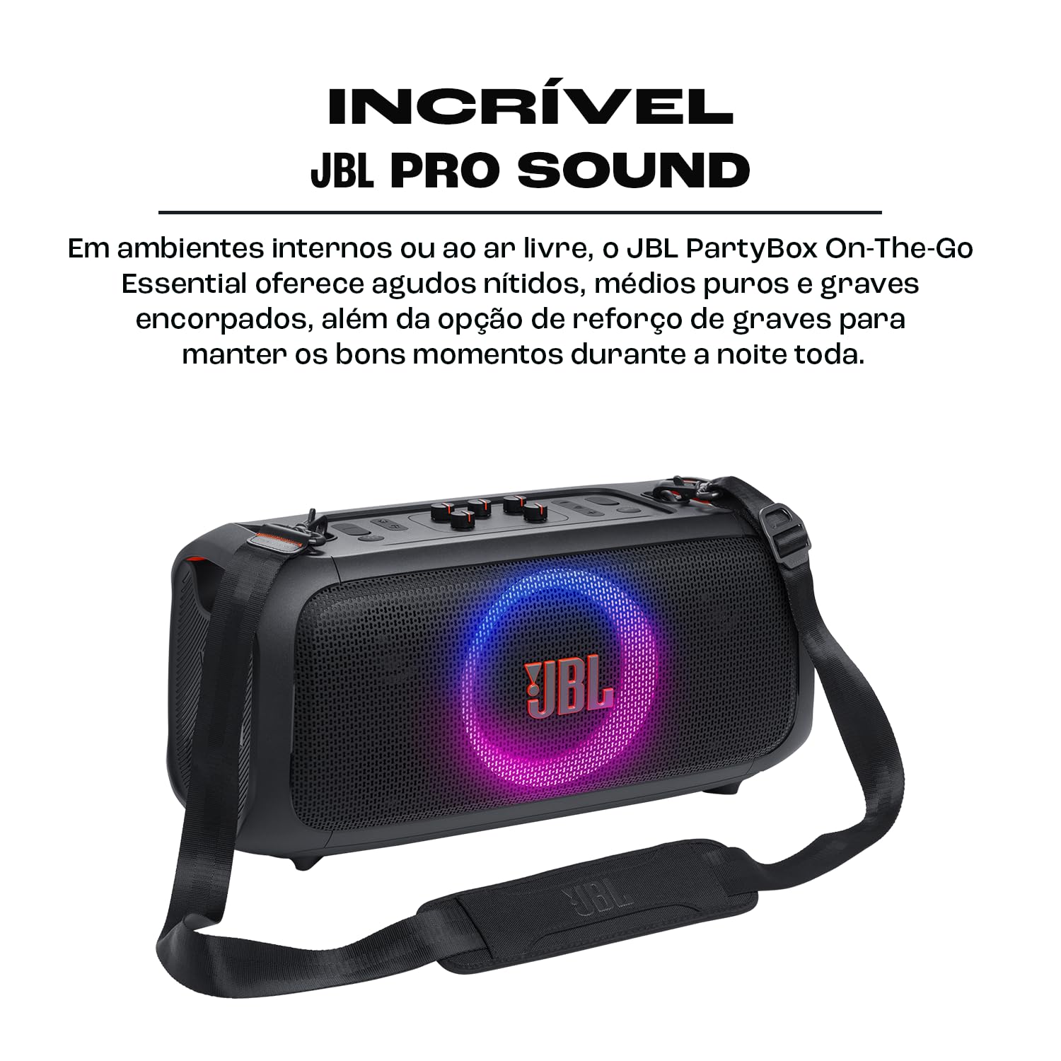 JBL PARTYBOX ON-THE-GO ワイヤレススピーカー Caixa de Som, JBL, PartyBox On The Go Essential, Com