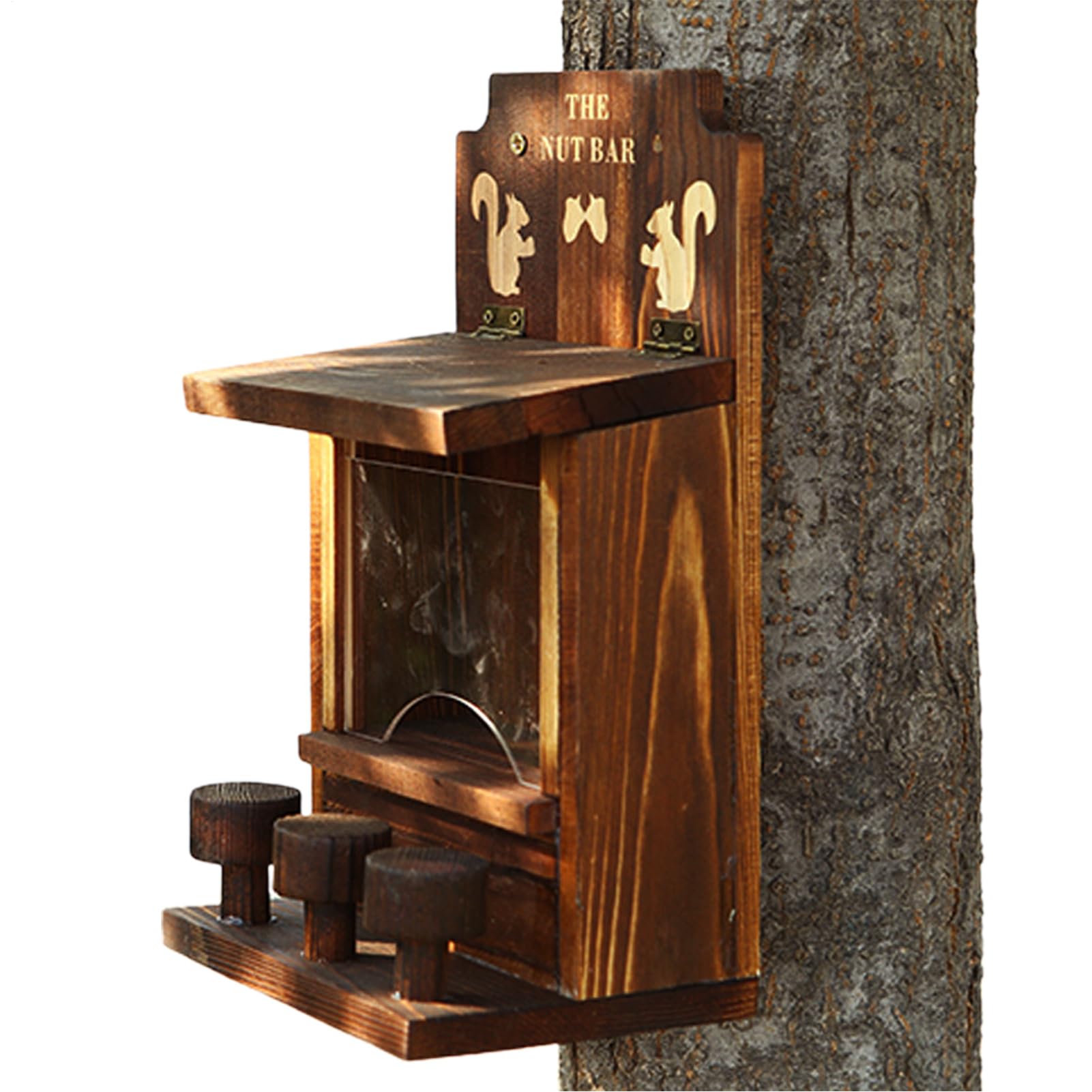 Casa De Ardillas - Casa para Ardillas De Madera - Resistente A La Intemperie Alimentador De Vida Silvestre para Jardín De Invierno Exterior