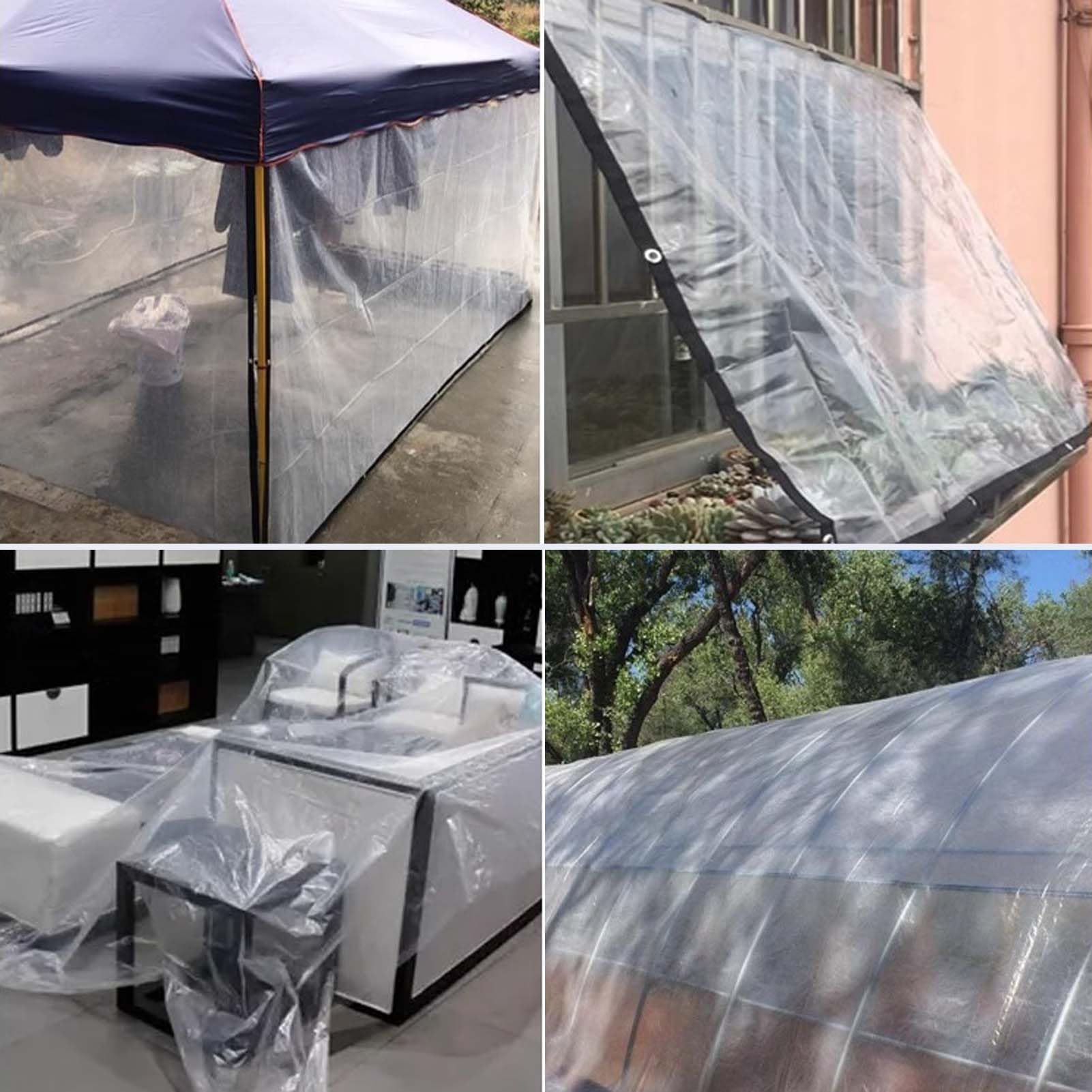 Lonas transparentes resistentes con ojales, lona transparente impermeable para uso en exteriores, perfectas para cubrir jardines y protección de equipos
