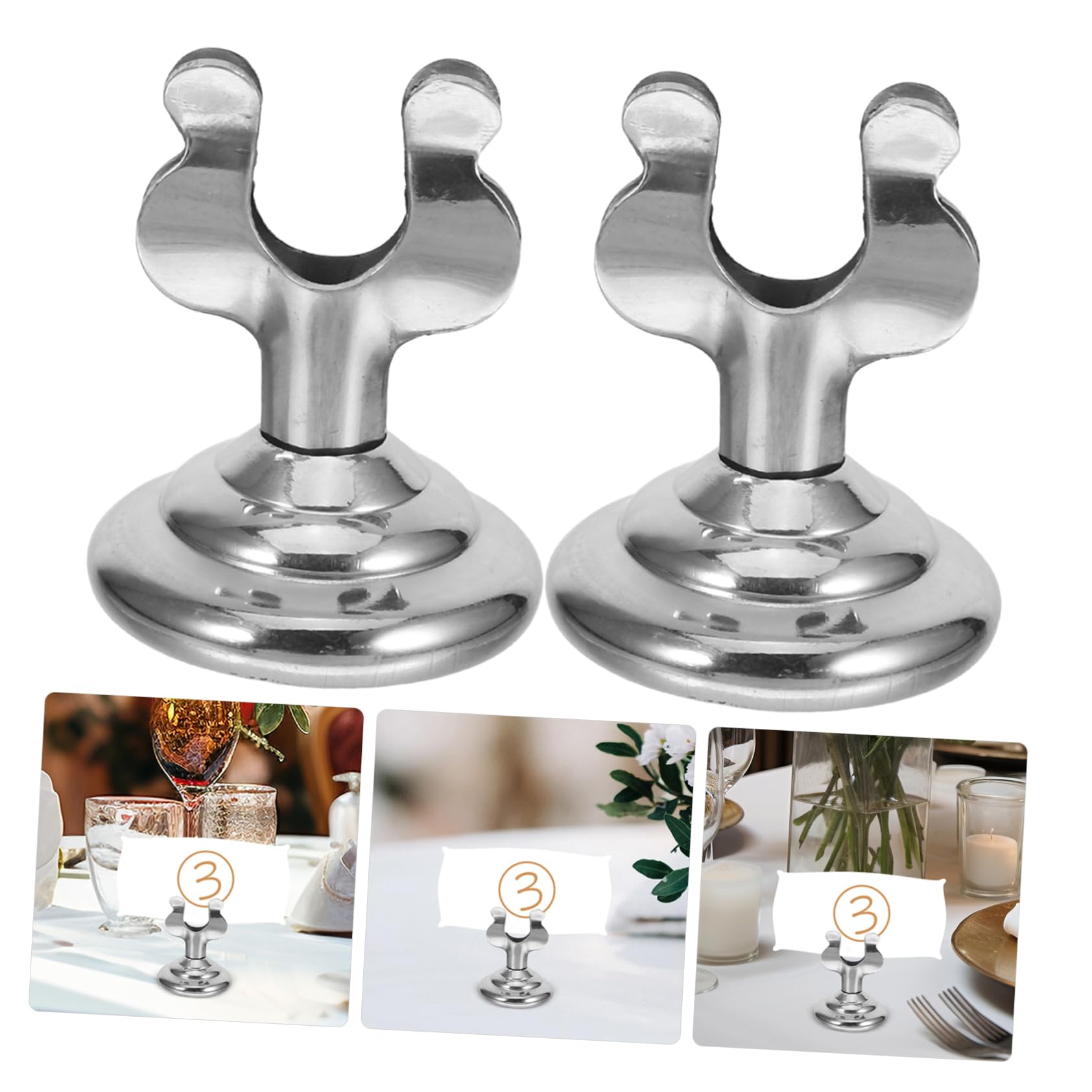 HOMSFOU 3 Series Titular Del Menú Titulares De Menú Suministros De Restaurantes Nombre Poseedor Soporte Para Menú De Acero Soporte De Mesa Titular De Lugar Soporte De Menú Plata 5 Piezas*3