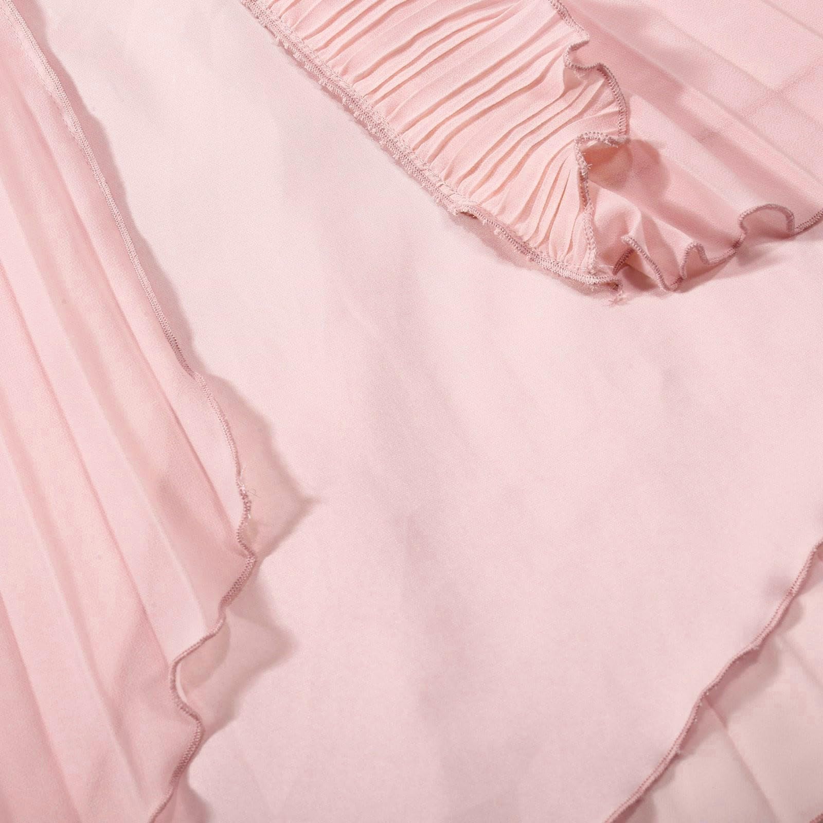 Generisch Abito da donna senza maniche con fettuccia sul collo, in tinta unita, elegante, maxi abito con volant, design avvolgente, spacco laterale, abito da sera estivo, abito da cocktail