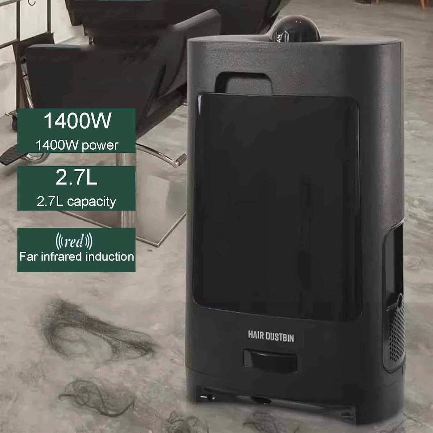 Salon Vacuum Cleaner with Broken Hair, Touchless Stationary Vacuum, Barbershop Electric Trash Can, for Commercial use