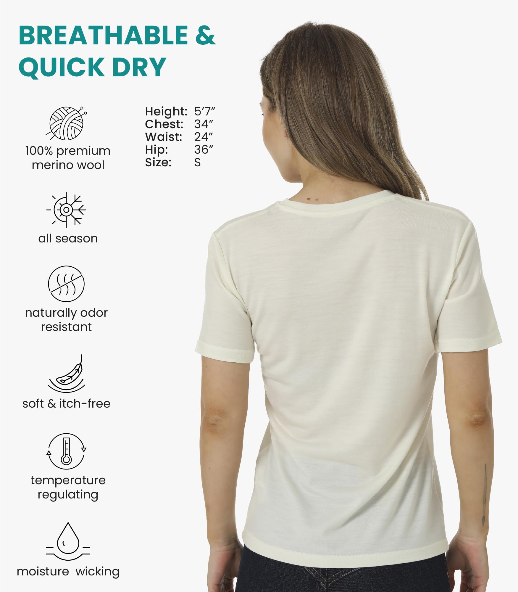 Merino.tech Camiseta Termica Ropa Interior - 100% Lana Merino | Para senderismo y outdoor, ropa interior naturalmente suave, secado rápido
