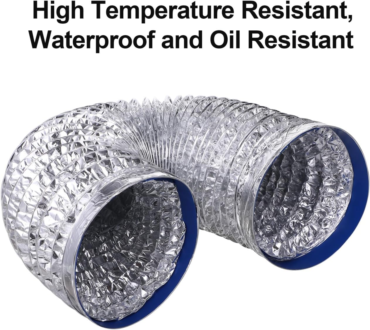Hemobllo 7.2 Inch Flexible Dryer Vent Hose 4.9ft: Double Layer Thickened Aluminum Foil Ducting for Portable AC Exhaust, High Temperature Resistant Vent Hose for Kitchen Range Hood and Grow Tent Ventil