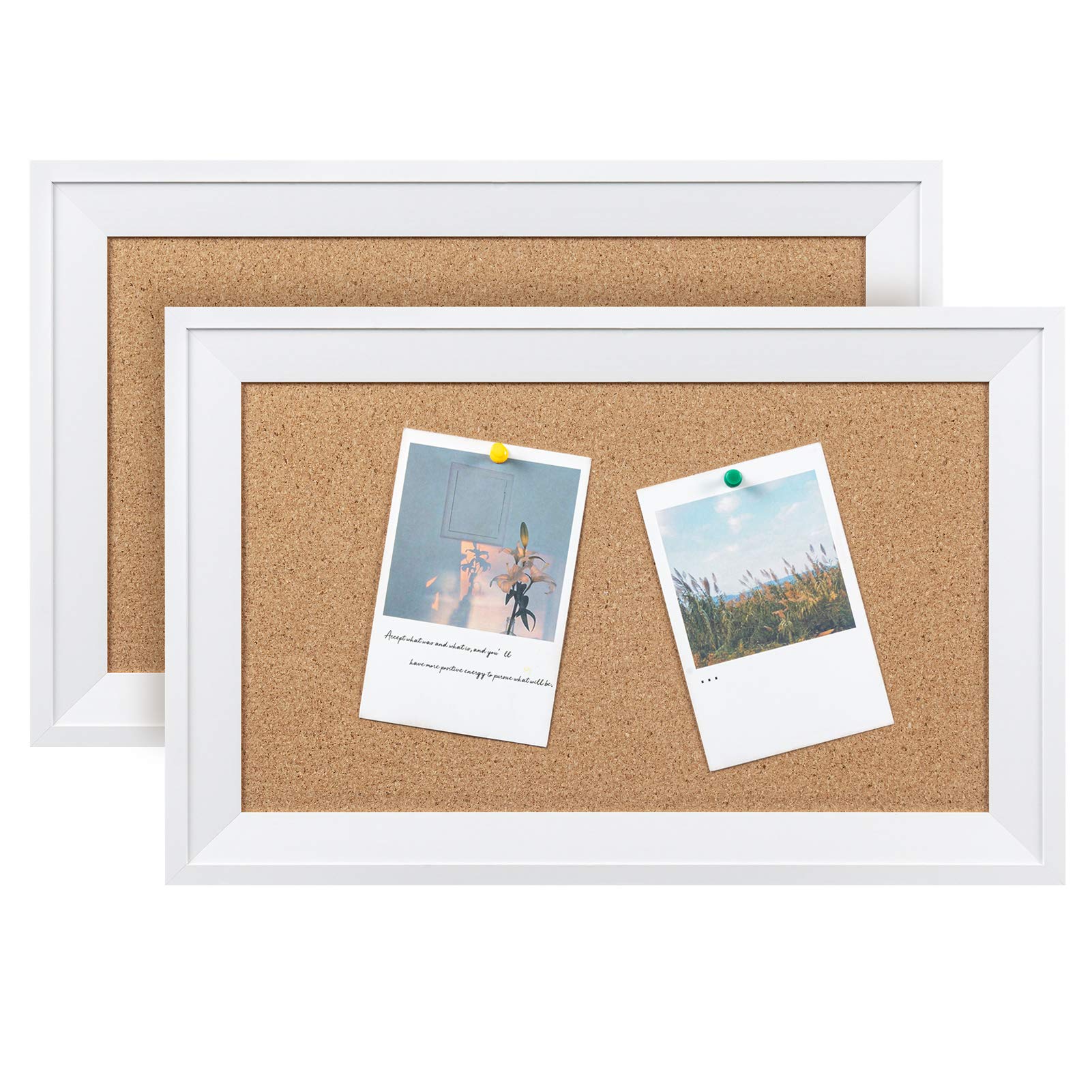 HBlife Cork Board Bulletin Board 11 x 17 inch with White Frame Rectangle Decorative Hanging Pin Board Perfect Decor for Office & Home,Message Board or
