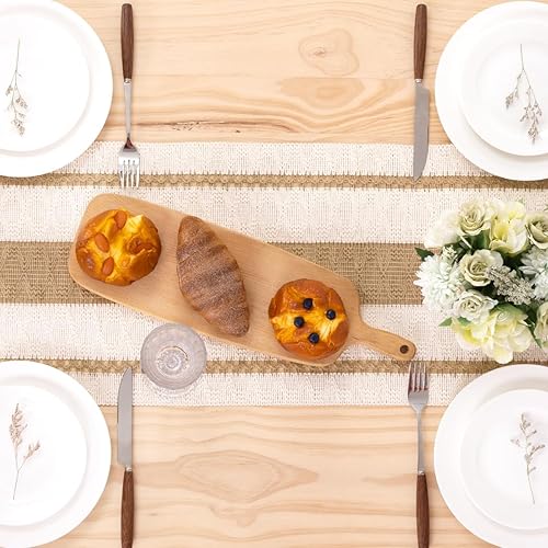 Miniatura 5 de MLMW Camino de mesa bohemio de macramé, camino de mesa tejido de algodón con borlas, 72 pulgadas de largo, camino de mesa de arpillera para