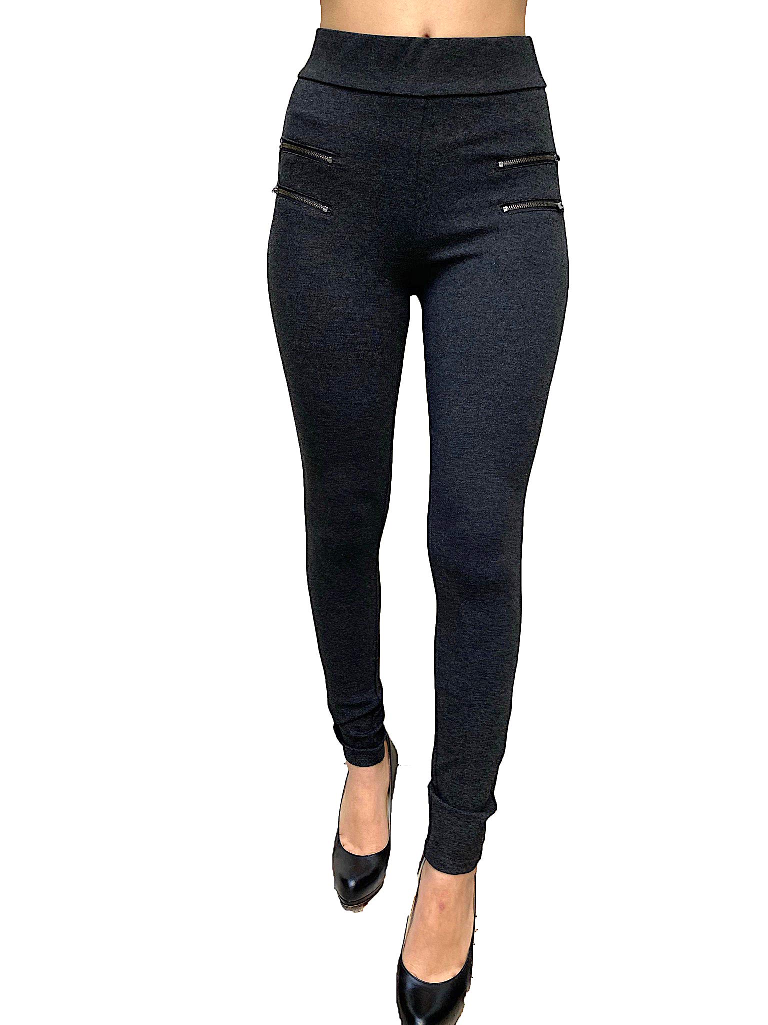 FashionposhPP128 Cisono Ponte Leggings W/Zipper Accent
