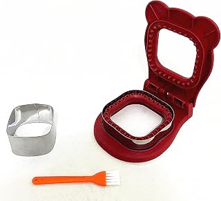 Sandwich Cutter and Sealer, Decruster Sandwich Maker for Kids' Lunch - Uncrustable Maker, Easy for School Lunchbox and Bento Box - Square - Red