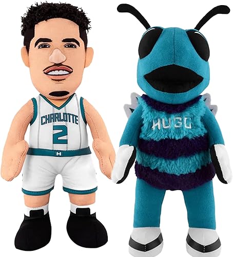 Bleacher Creatures Paquete de Charlotte Hornets: figuras de peluche LaMelo Ball y Hugo de 10 pulgadas