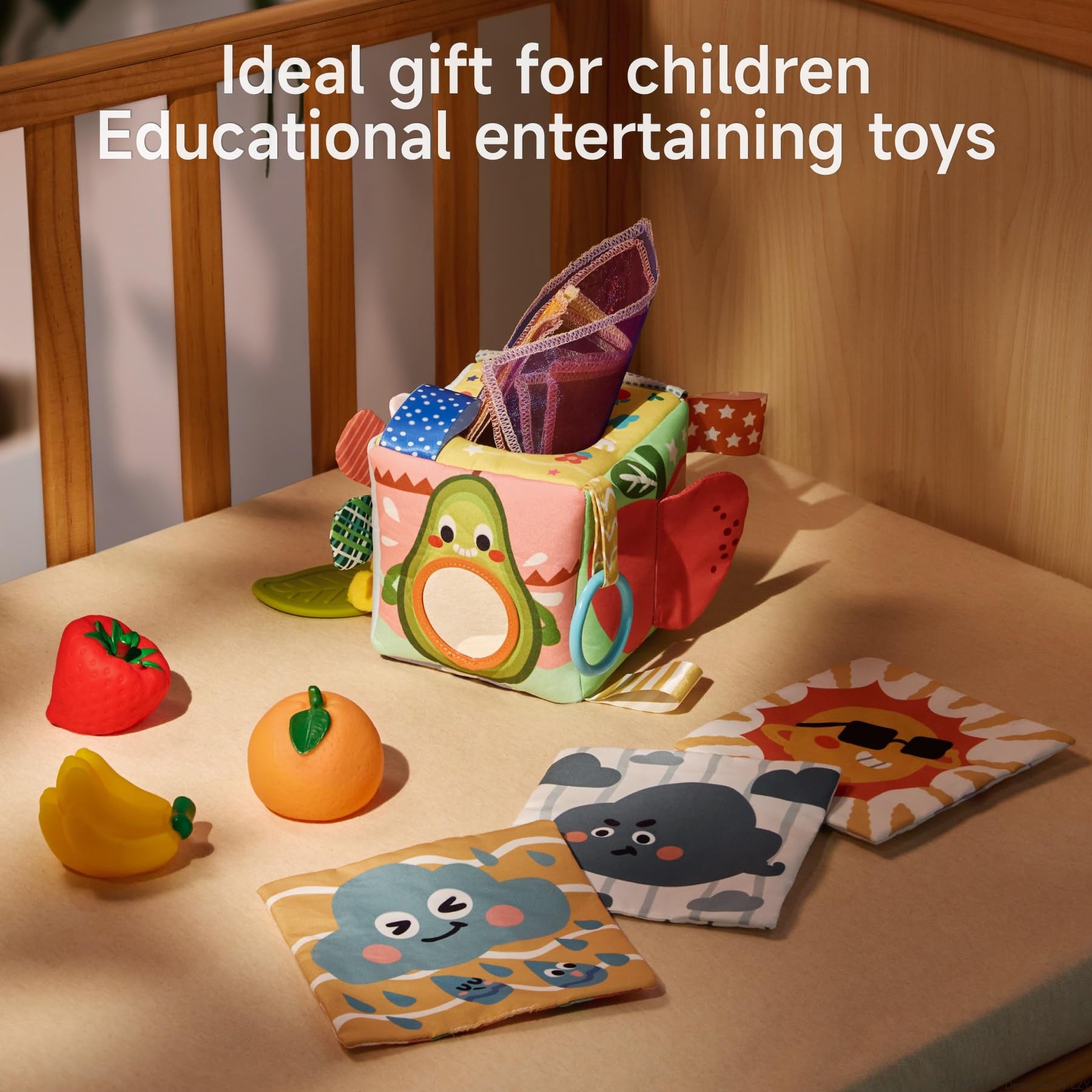 TUMAMA Baby Tissue Box Toys - Montessori Baby Toys for 6-12 Months, Soft Crinkle Sensory Toys for Babies 0-12 Months - Image 3