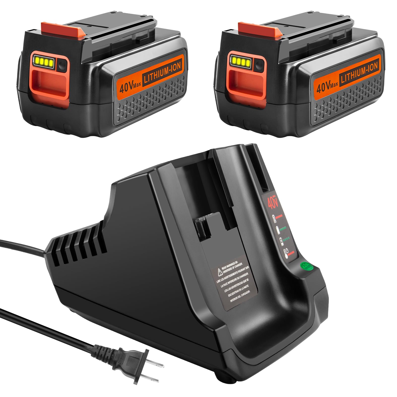 3000mAh Replacement for Black and Decker 40V Lithium Battery LBX2040 LBXR36 LBXR2036 LST540 LCS1240 LST136B LST540B LST140C LCSB2140 with LCS40 Charger Replace for Black and Decker Battery Charger