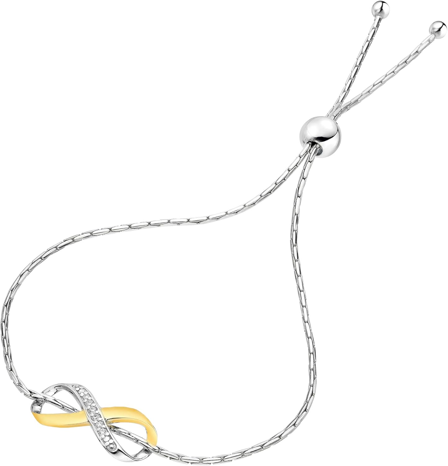 VIR JEWELS 1/20 cttw Diamond Bracelet Yellow Gold Plated Over .925 Sterling Silver Infinity - Yellow
