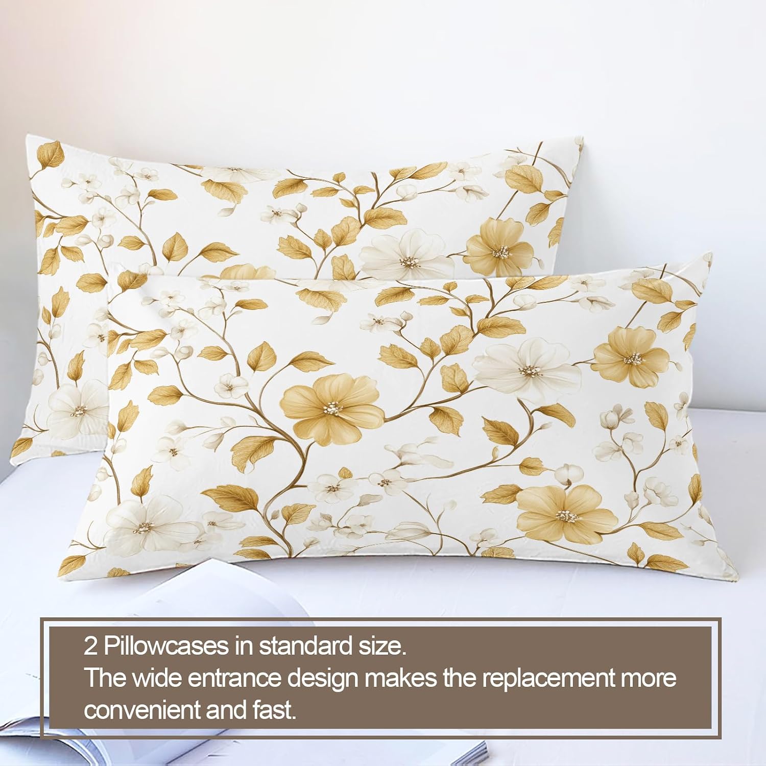 Flower Duvet Cover, Beige Bedding Set Cover for Kids Boys Girls Teens, Reversible Vintage Duvet Cover with Zipper Closure and 2 Pillow Shams, Twin Size 68"x90"