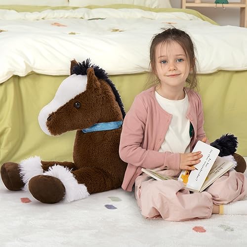 Miniatura 2 de MaoGoLan Peluche de caballo grande para niño, juguete de peluche de caballo grande para niña, poni montable de peluche para niños, almohada de