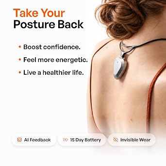 Straight Plus AI Powered Posture Corrector Trainer Device (Necklace Included) - Back Brace Smart Straightener Office Work Support - Back Postur Corrector Device - Posture Corrector for Women & Men