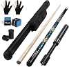 Kmise Professional Pool Cue Stick - Canadian Maple Pool Sticks with Low Deflection Shaft and Telescopic Carbon Fiber Extension, Set with Leather Cue Case