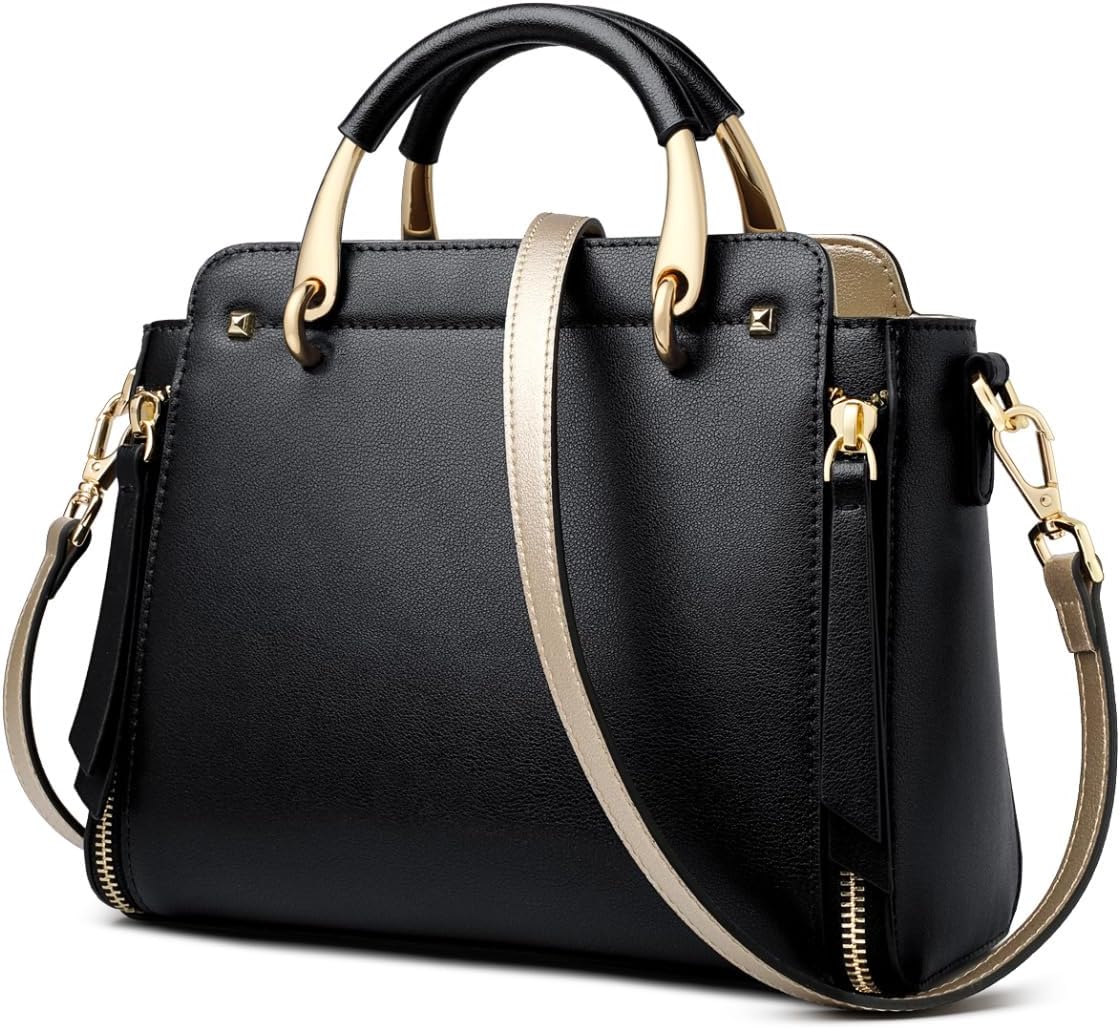 FOXLOVER Top-Handle Crossbody Bags for Women Cowhide Leather Purse Medium Size Satchel Handbag with Adjustable Straps