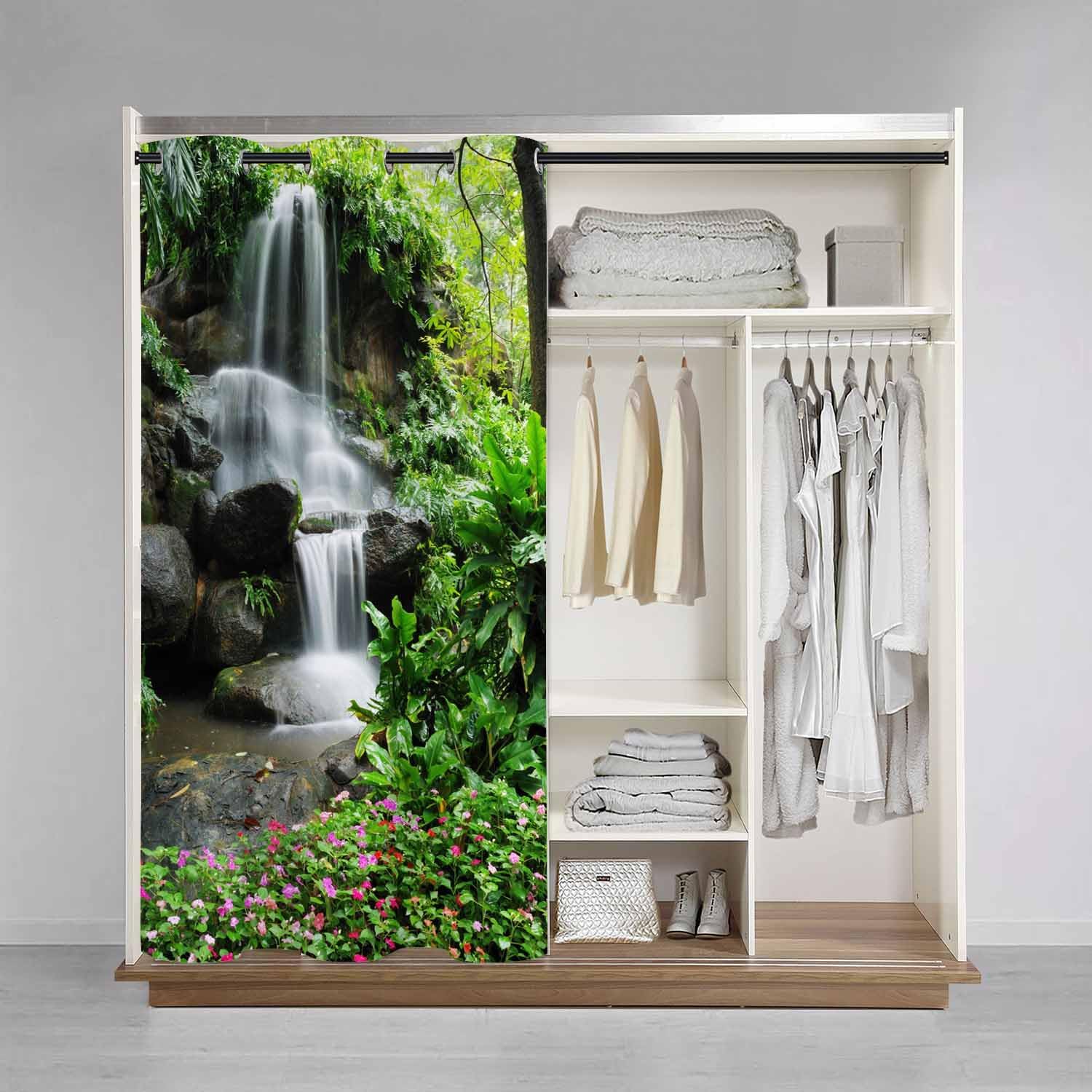 Beautiful Waterfall Doorway Curtains Garden Flower Tree Doorway Privacy Blackout Curtain Door Dividers Closet Door Cover Curtain 42" W X 80" L,1 Panel