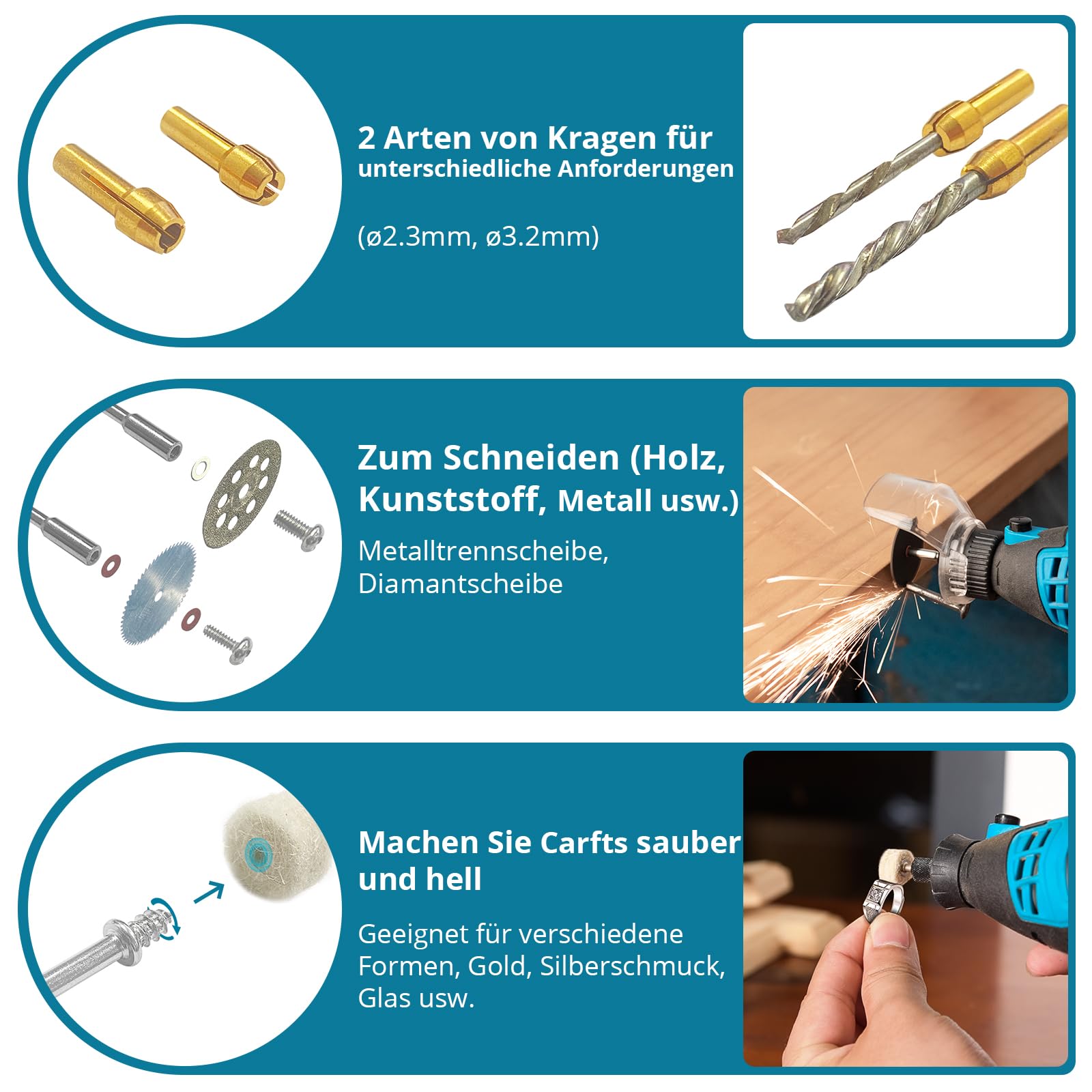 Tilswall 160W Multifunktionswerkzeug mit 6 Variable Drehzahl 8000-33000U/min, Rotationswerkzeug Set zum Gravieren, Bohren, Schneiden, Schleifen, Polieren, Schärfen (145 Zubehören)