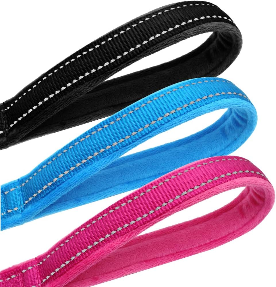 Didog Dog Walking Leashes 4 FT Long with Soft Warm Flannel Padded Handle,Reflective Dog Leash Night Safety Fit Small Medium Dogs, Hot Pink